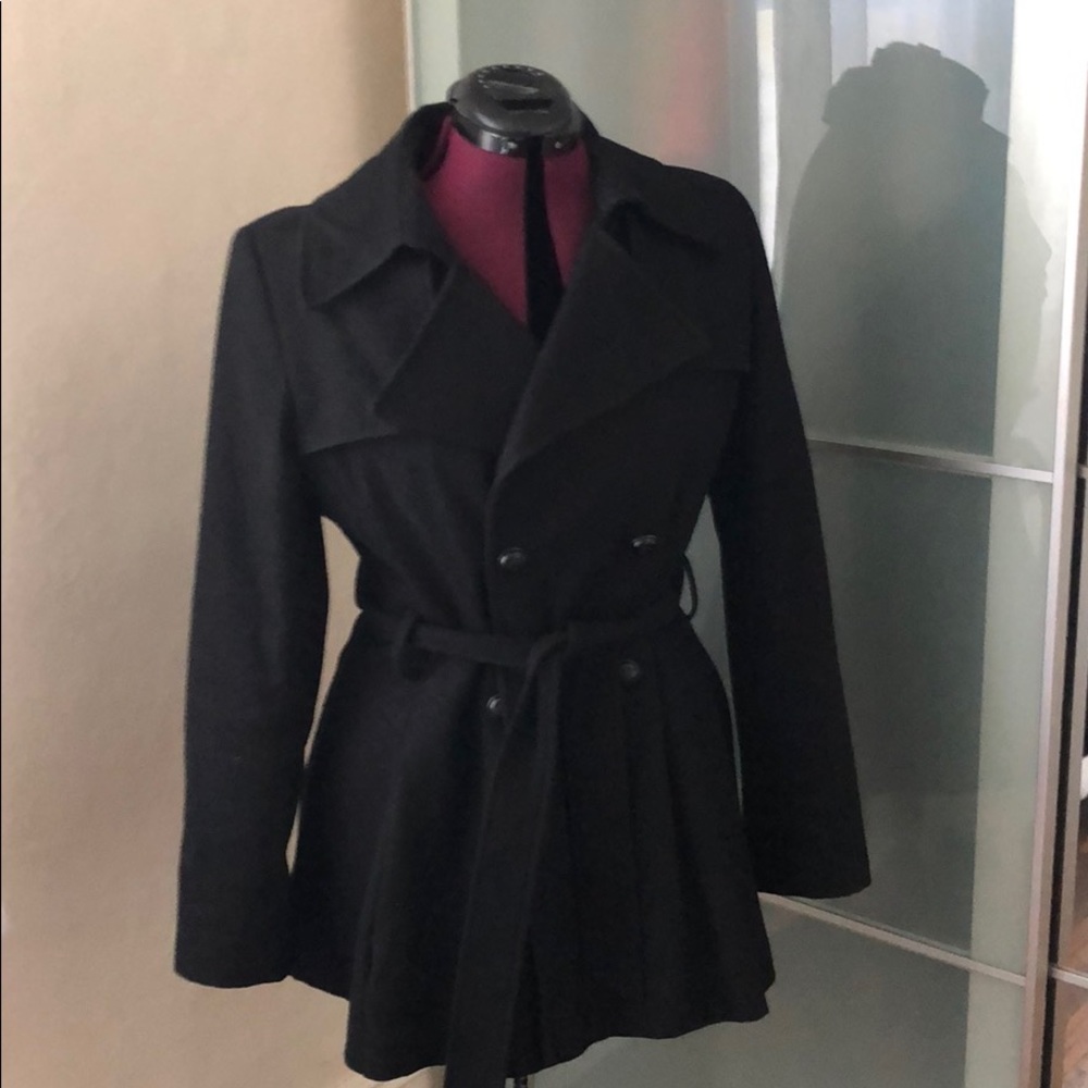 Via Spiga black mini pea coat
